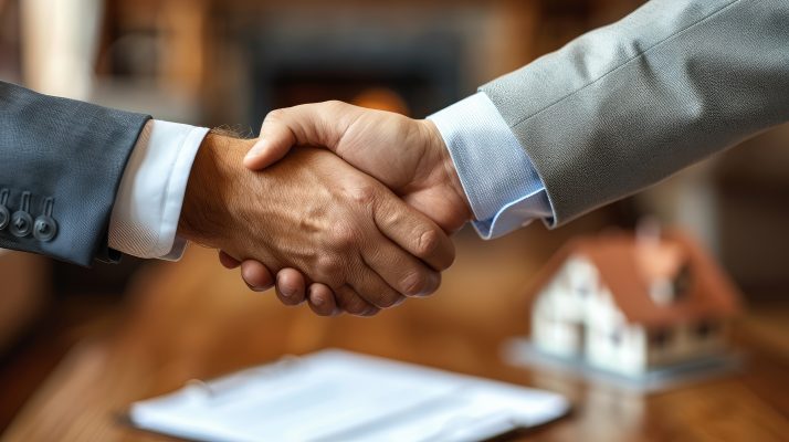 Two businesspeople shaking hands.